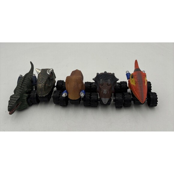 Other - Lot Of 6 Dinosaur Head Pull Back Wind Up Monster Trucks T-Rex, Triceratop & More